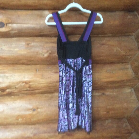 Studio Y Purple/Black Paisley Y2K Fairycore Babydoll Satin Dress Size Medium* - Picture 2 of 4